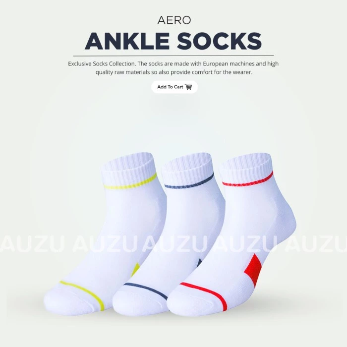 Aero Ankle Socks - Kaos Kaki Olahraga Pendek Semata Kaki Polos Strip