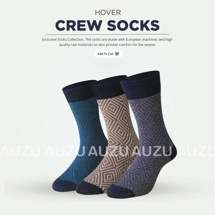 Marel Crew Socks Hoover - Kaos Kaki Pria Motif Pattern Polos
