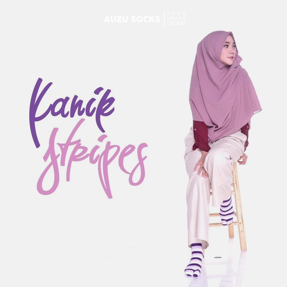Kanik Jempol Strip - Kaos Kaki Muslimah Motif Garis