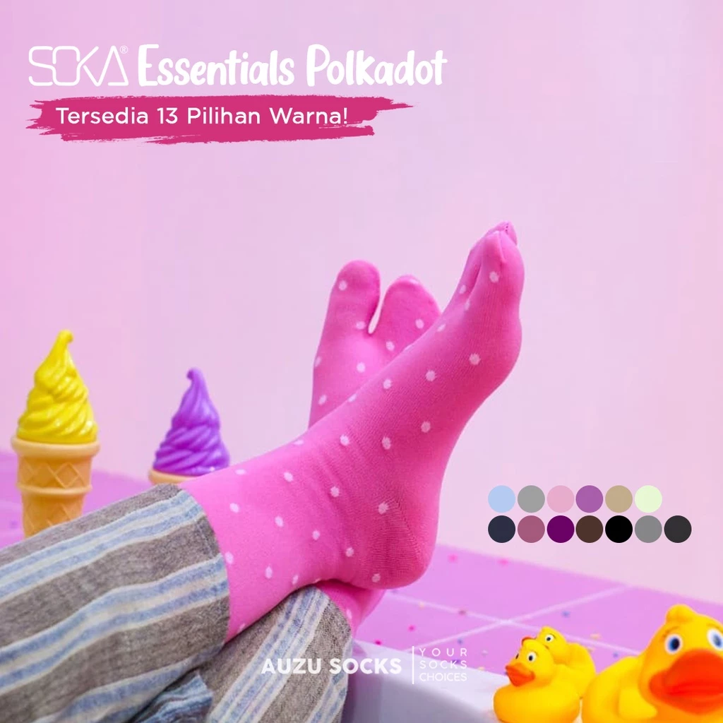 Kaos Kaki Soka Essentials Polkadot jempol wanita motif - Auzu Socks