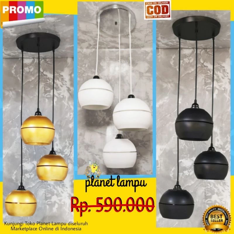 KAP LAMPU GANTUNG HIAS MINIMALIS 3 IN 1 LAMPU CAFE DEKORASI MODERN RUANG TAMU TERAS PLAFON VINTAGE MODERN MOONLIGHT TERMURAH