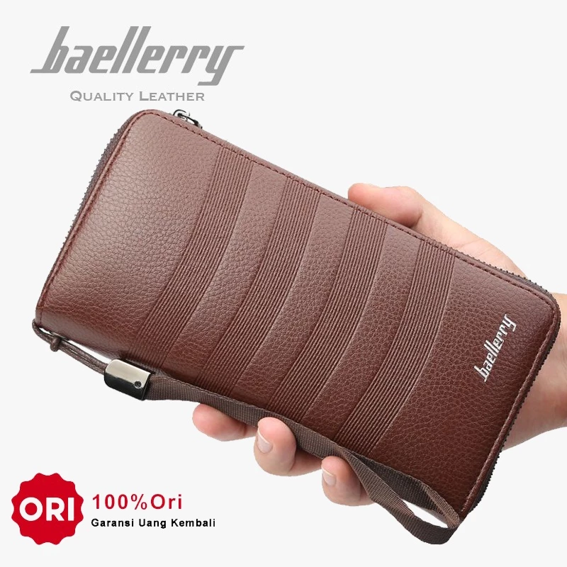 BAELLERRY 6087 Dompet Pria Wanita Panjang Bahan Kulit PU Leather