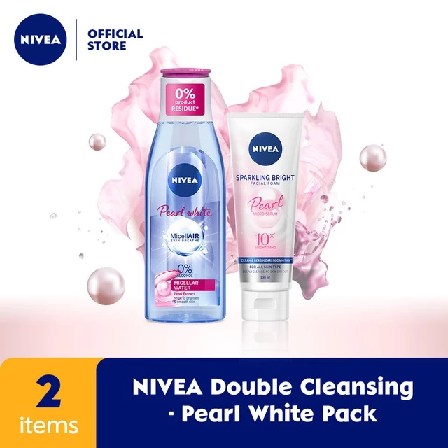 NIVEA Sparkling Bright 10x Lebih Cerah Facial Foam + MicellAir Pearl & White 200mL