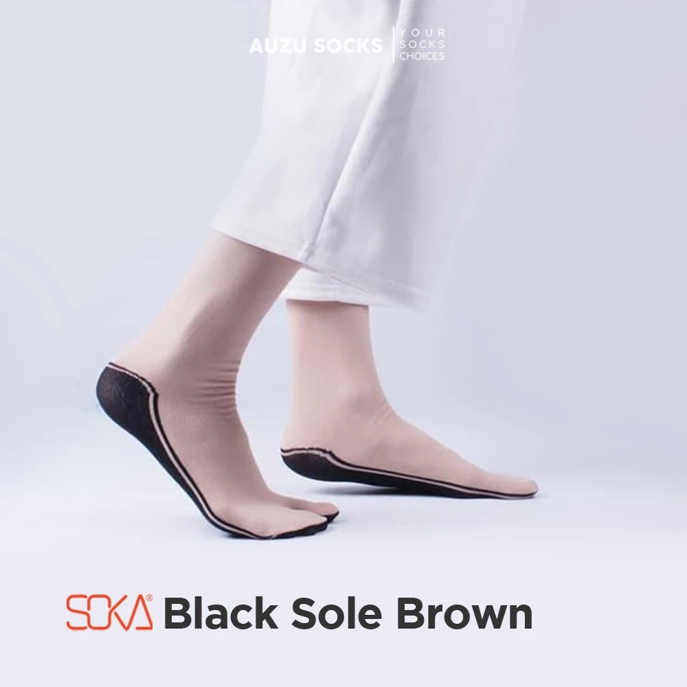 Kaos kaki jempol telapak hitam panjang dan pendek - Soka Black Sole Brown