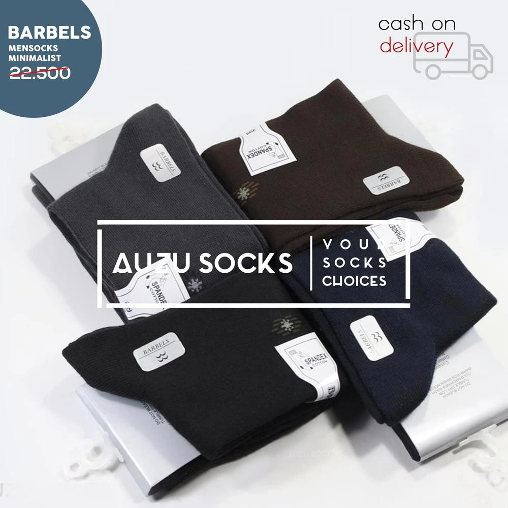 Kaos kaki pria kantor barbels polos motif minimalist anti bacterial