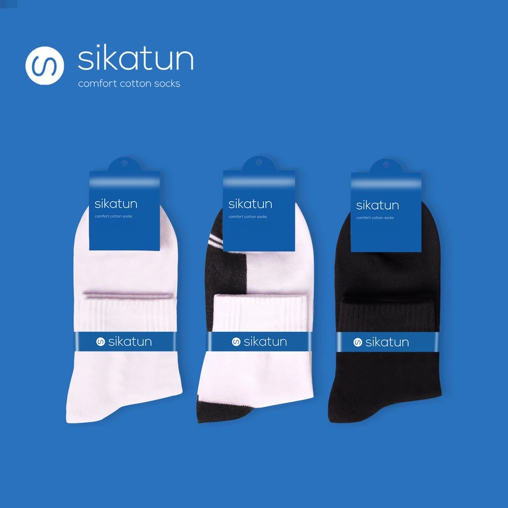 Kaos Kaki Sport / Olahraga Pendek Tebal Hitam Putih Sikatun