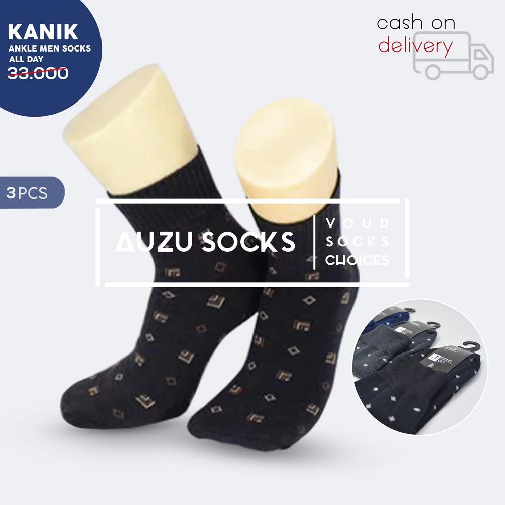 Kaos Kaki Pria Kantor Kerja  - Kanik mensocks di atas mata kaki pendek pattern minimalist