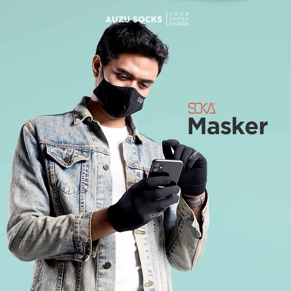 Masker Kain Earloop Hijab Katun 3 PLY Premium Tebal - SOKA