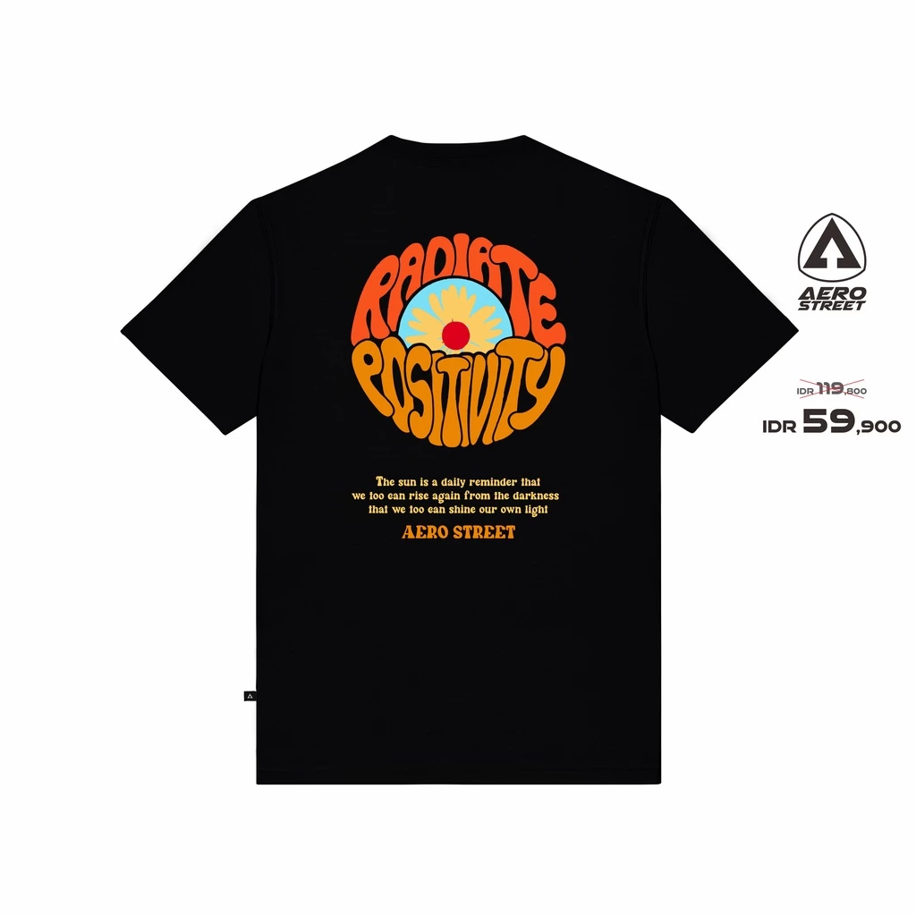 Aerostreet T Shirt Positive Vibes Hitam Kaos T-Shirt Tshirt AACAA