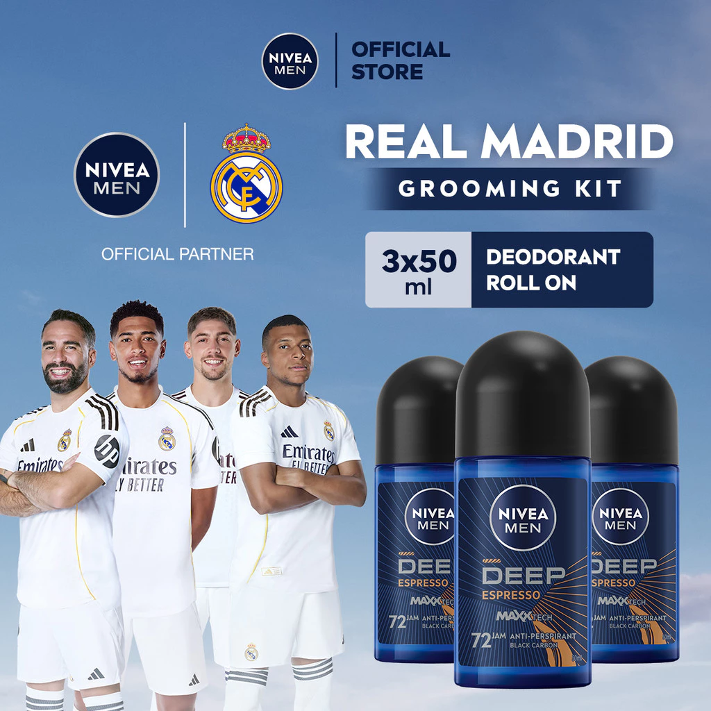 NIVEA MEN Personal Care Deodorant Anti-Staining Deep Espresso Roll-On 50 ml Triplepack