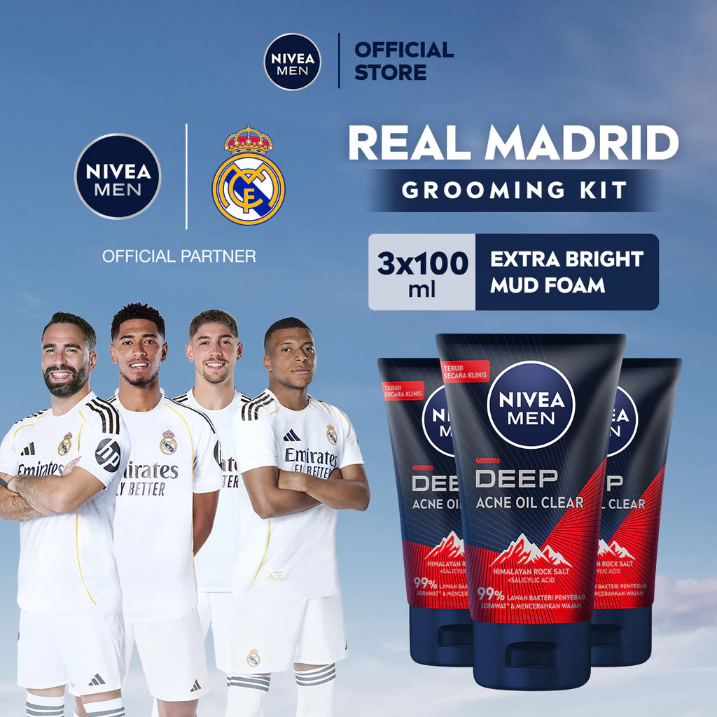 NIVEA MEN Deep Acne Attack Scrub Mud Foam 100mL Triple pack