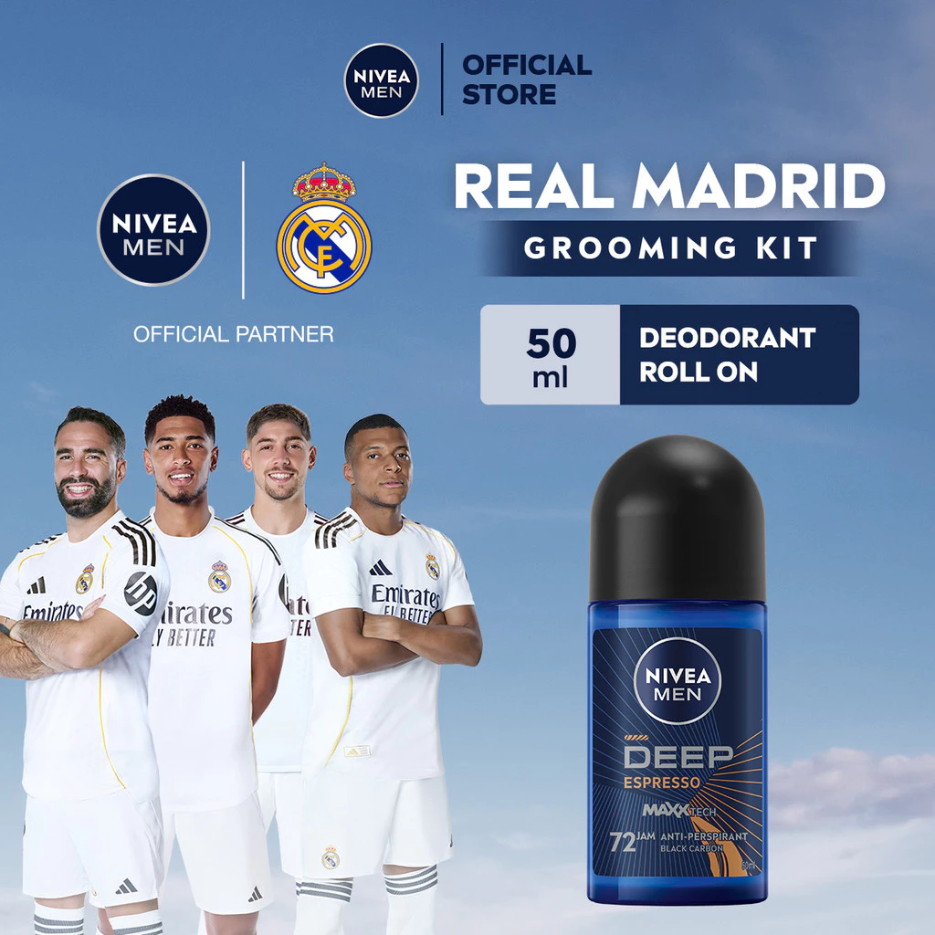 NIVEA MEN Deodorant Roll On Anti-bakteri Deep Espresso 50ml - Deodorant pria melawan bakteri keringat bau badan dengan wangi kopi parfum premium menjaga ketiak kering tahan lama seharian - Antiperspiran, Black charcoal