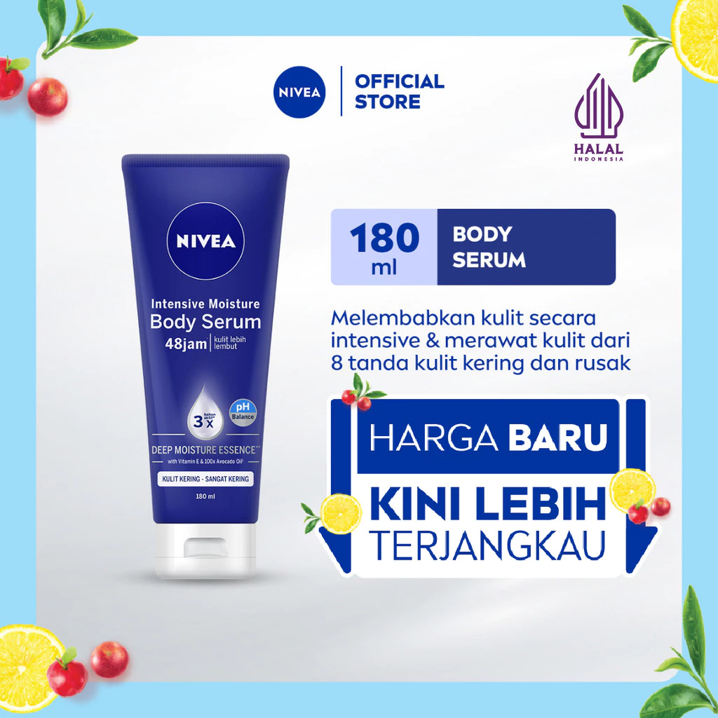 NIVEA Body Serum Intensive Moisture 180ml - Handbody lotion pelembab moisturizing 48 jam kulit kering memperbaiki skinbarrier secara intensive - Vitamin E, Grapeseed Oil pelembap tone up\
