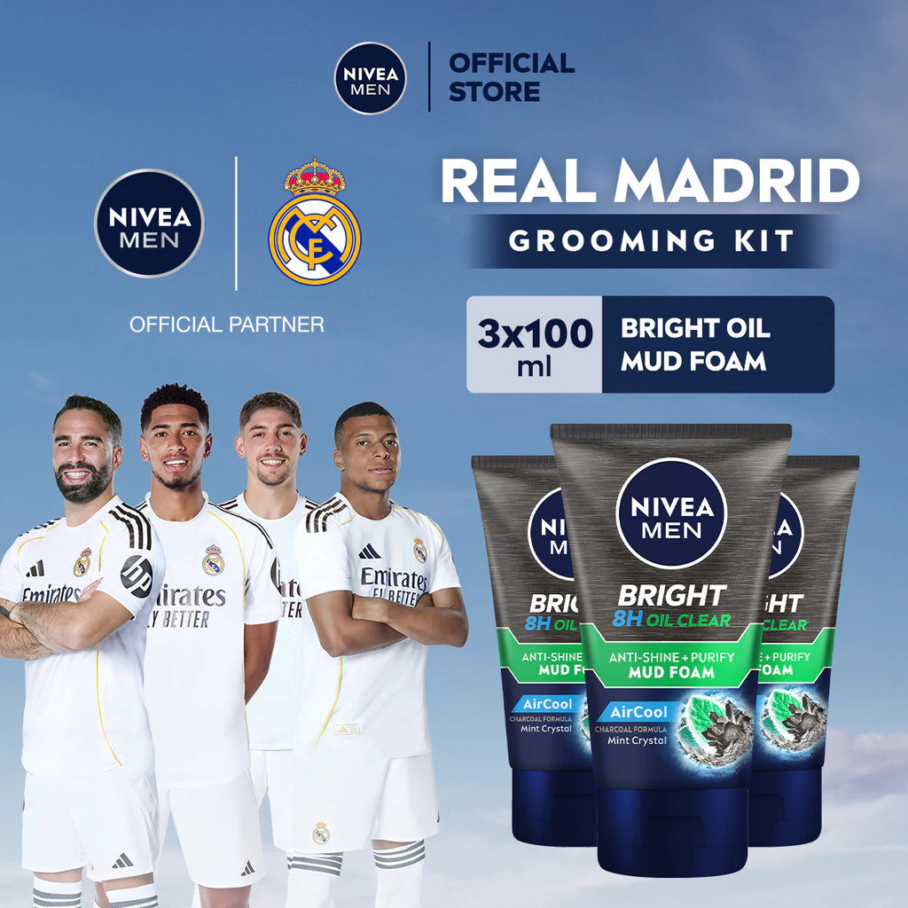 NIVEA MEN White 8H Oil Clear Anti-Shine + Purify Cooling Foam 100mL Triplepack