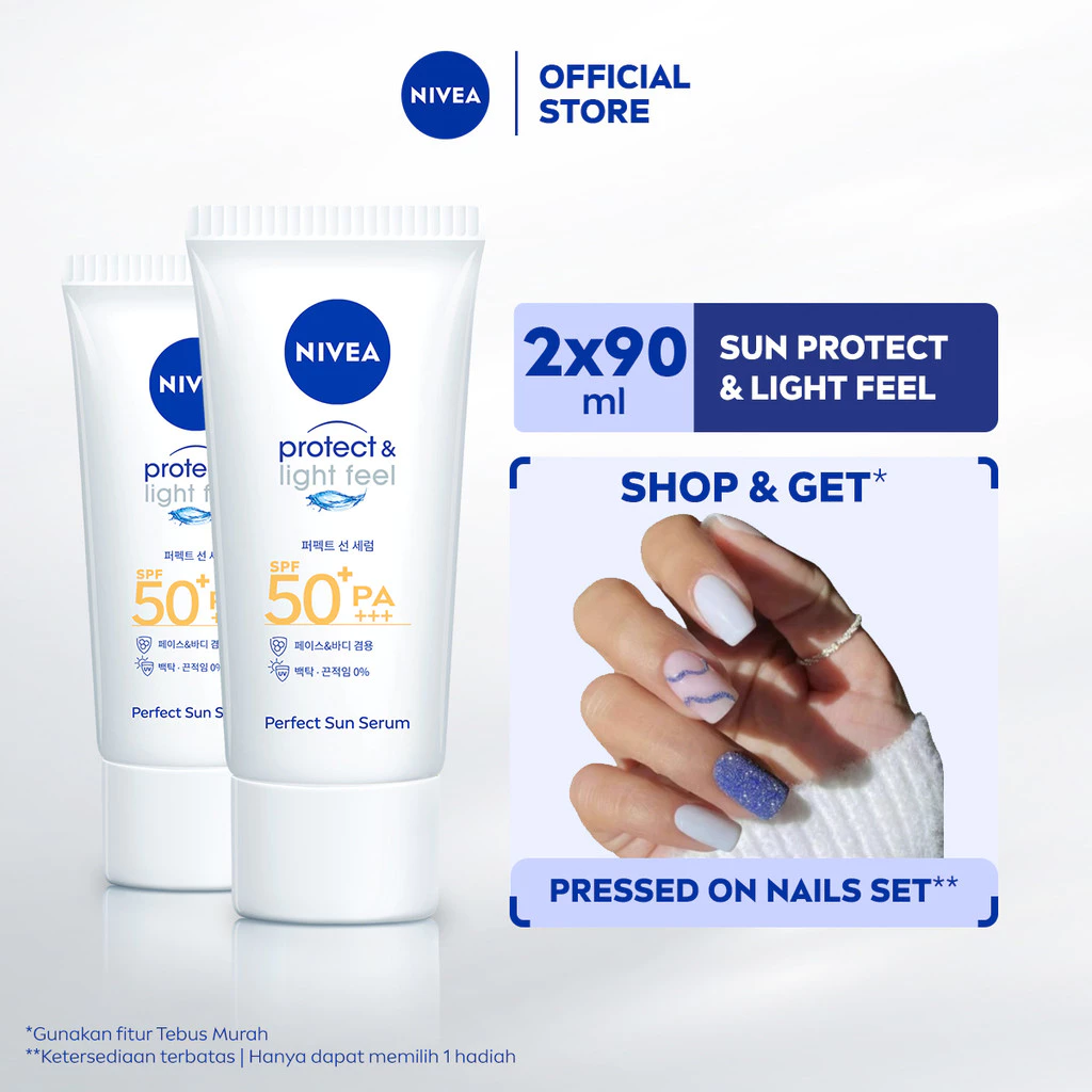 NIVEA SUN Face Serum Protect & Light Feel SPF 50+ PA+++ 90ml x2 - Sunscreen korea gak lengket ringan