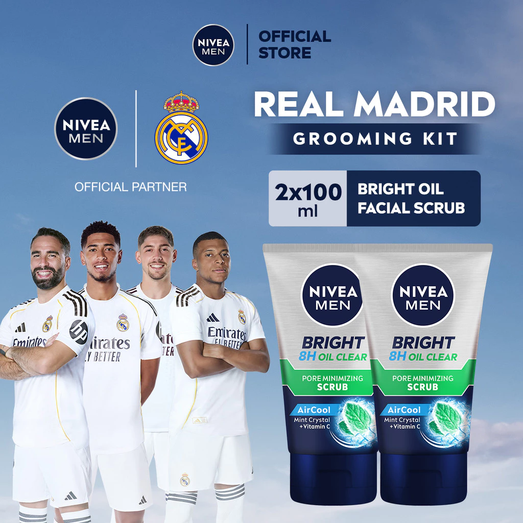 NIVEA MEN Bright Oil Clear Pore Minimizing Scrub 100mL Twinpack