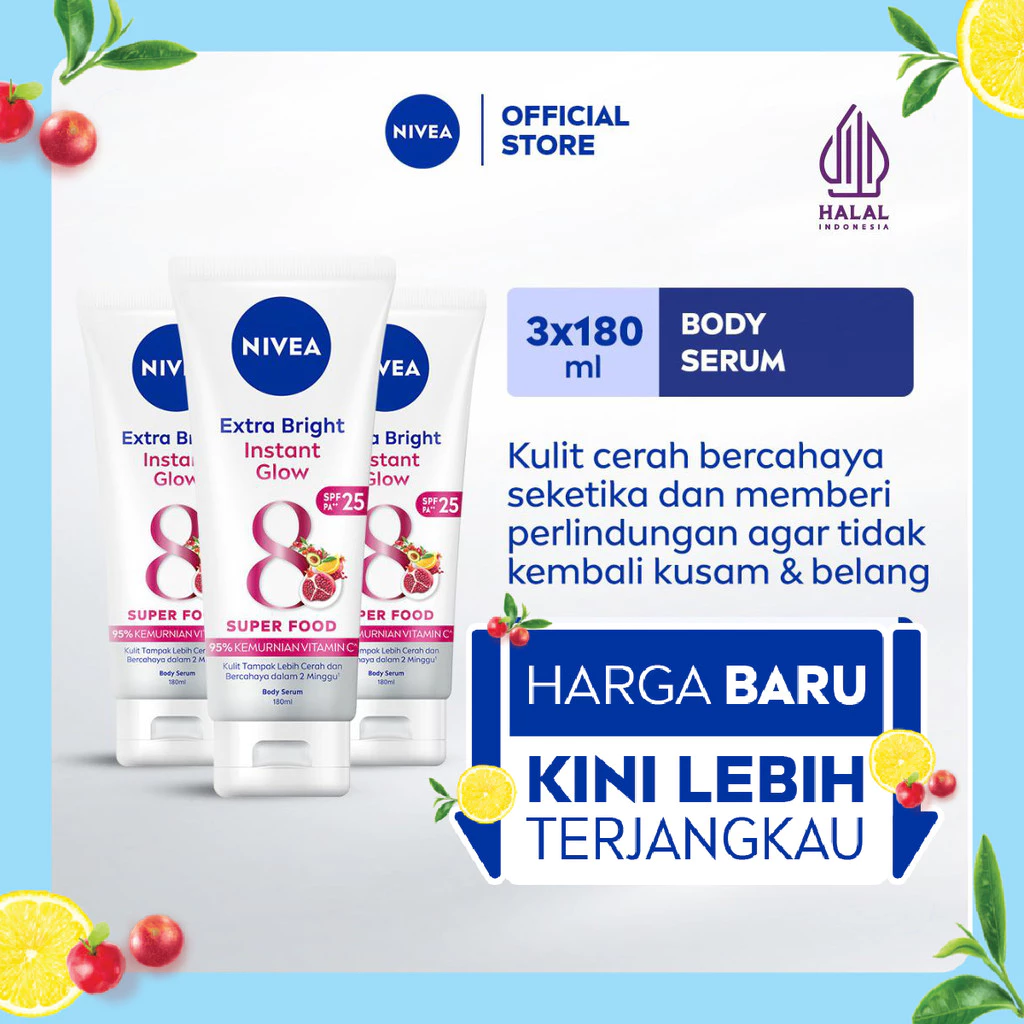 NIVEA Extra White Instant Glow Body Serum 180mL Triplepack