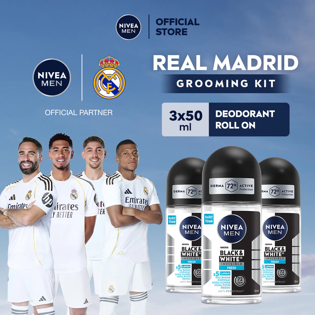 NIVEA MEN Deodorant Black & White Fresh Roll-On 50mL Triplepack