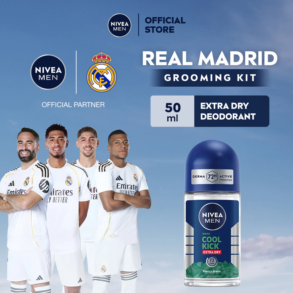 NIVEA MEN Deodorant Roll On Cool Kick Freezy Green 50ml - Deodorant Pria Perlindungan Ekstra Kering Dari Keringat Bau Badan Dengan Sensasi Dingin Menthol Wangi Maskulin - Antiperspiran, Tidak Mengandung Ethyl Alkohol Cocok Untuk Semua Jenis Kulit