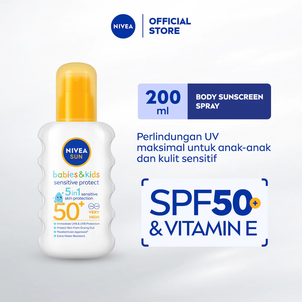 NIVEA Sun Kids Sensitive Spray SPF50+ 200mL Perlindungan UVA/UVB