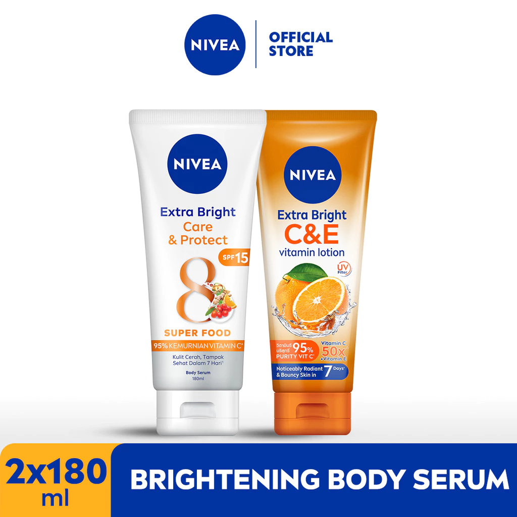 [Special Price]NIVEA Extra Bright Brightening Booster Day Set - C&E Body Lotion + Care & Protect Body Serum