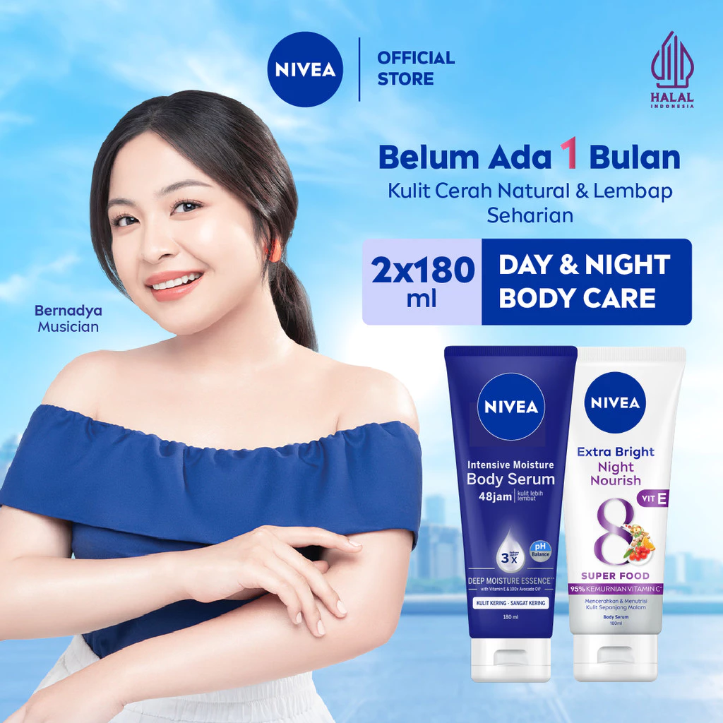 NIVEA Body Serum Extra White Day & Night 180mL - Intensive Moisture + Night Nourish