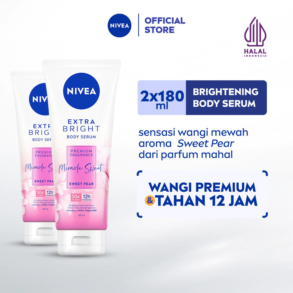 NIVEA Body Serum Extra Bright Premium Fragrance Miracle Sweet 180ml x2