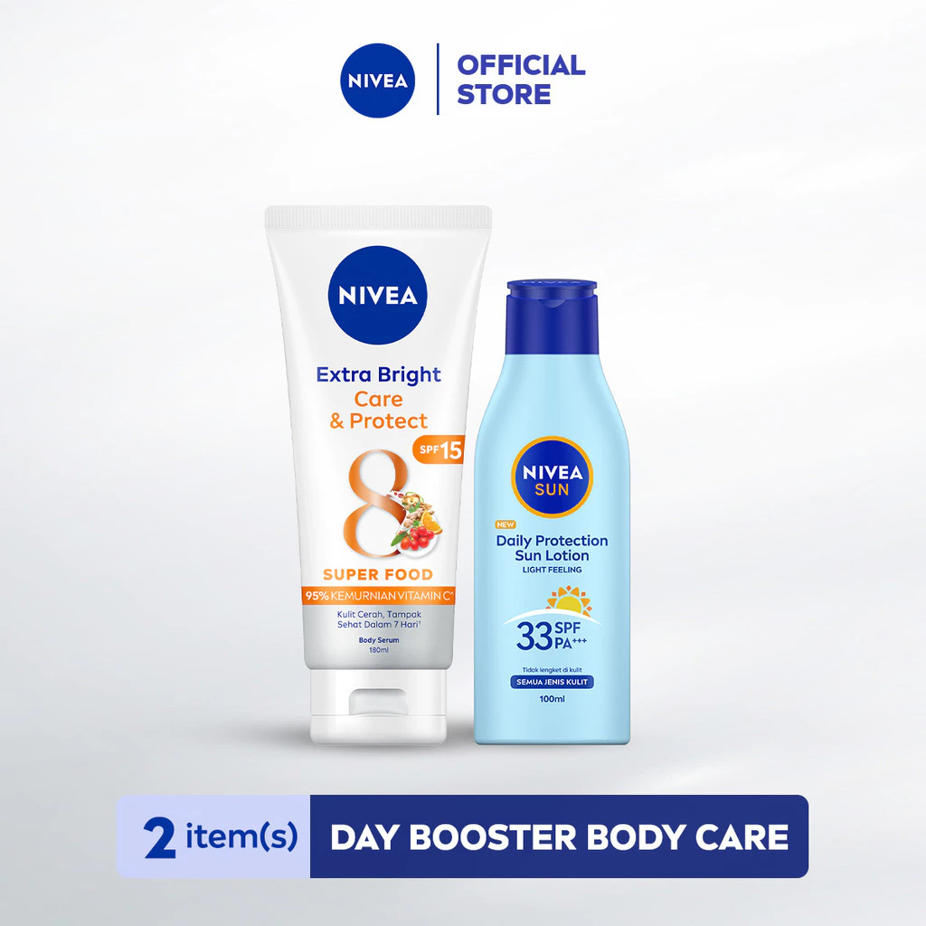 NIVEA Bright Care Body Serum & Sun Lotion - Care & Protect + Daily Protection Sun SPF 33