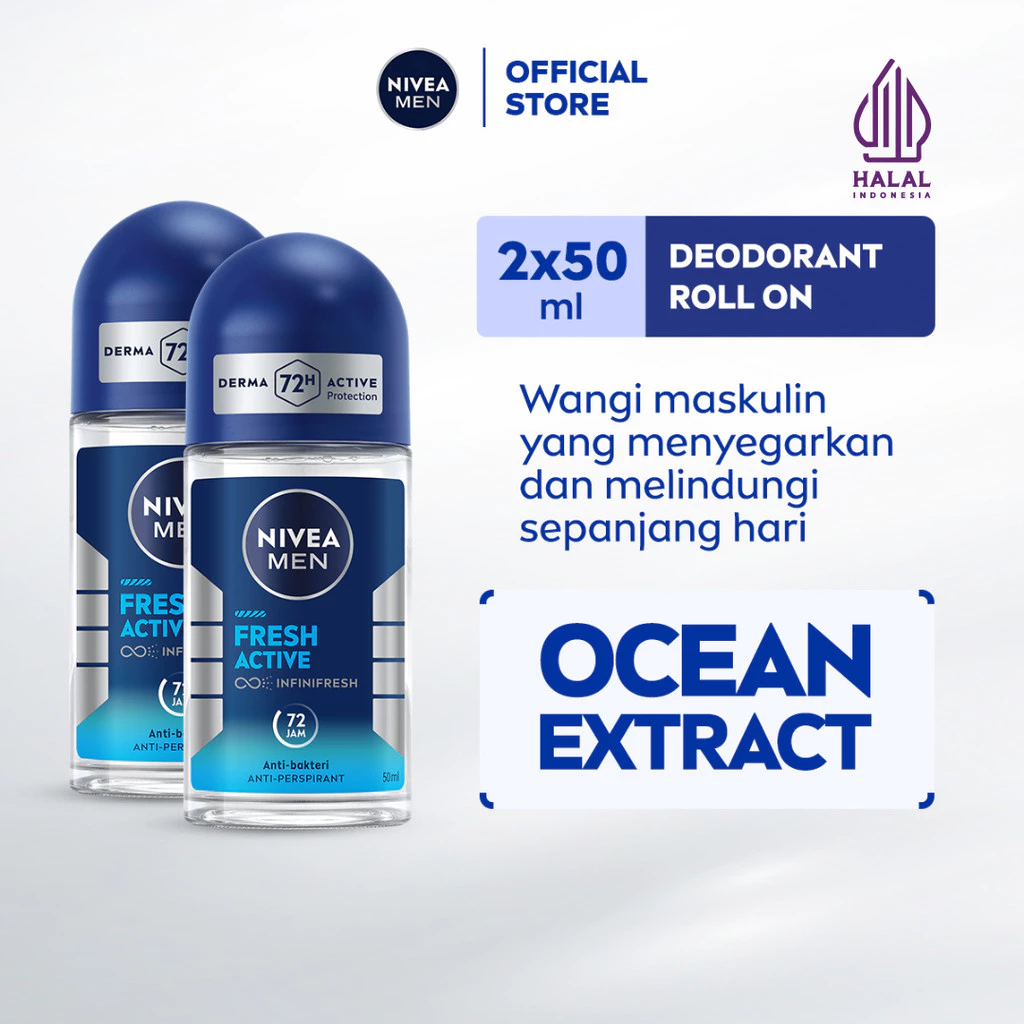 NIVEA Deodorant Fresh Active Roll On 50 ml x2