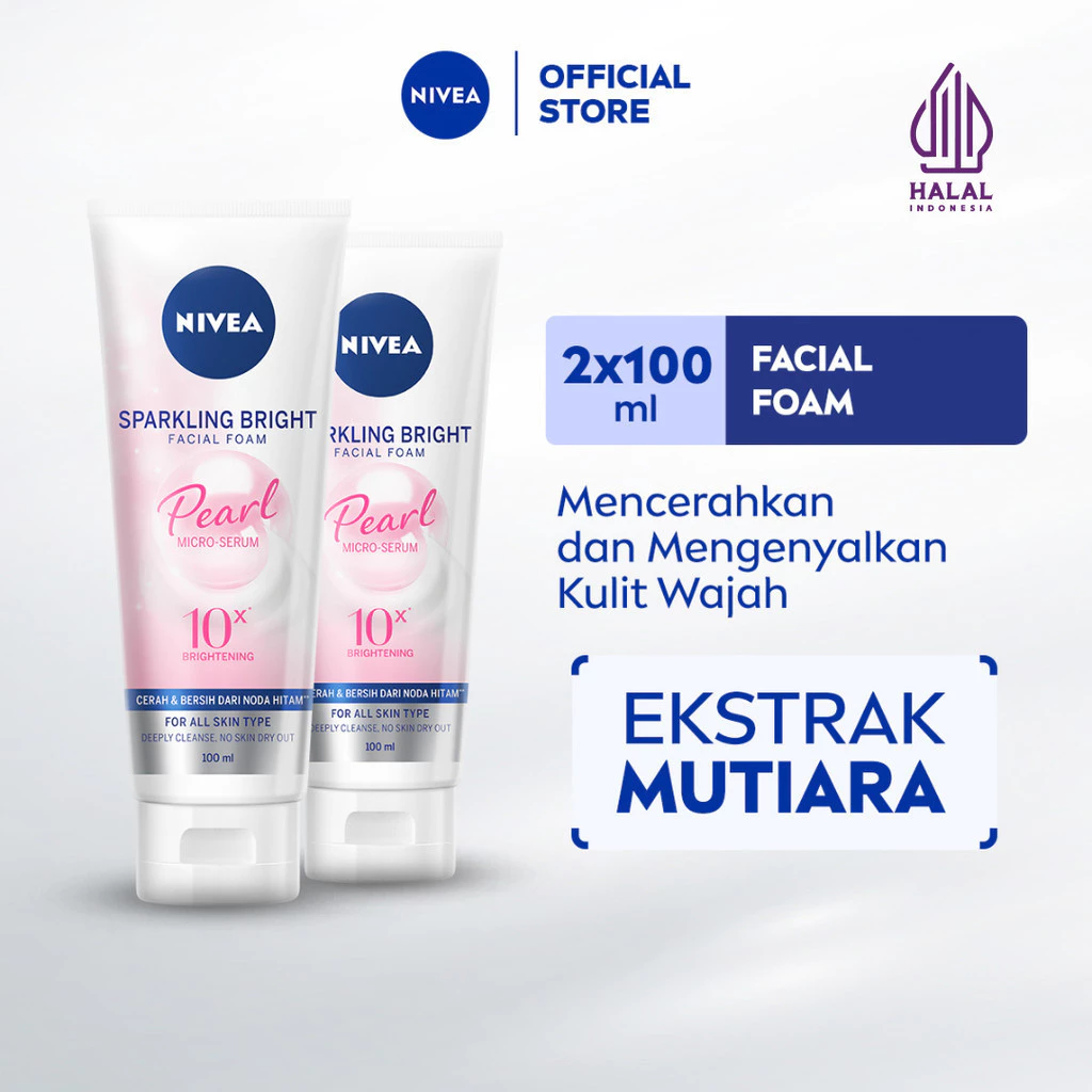 NIVEA Facial Foam Sparkling Bright 100ml x2 - Mencerahkan & Mengenyalkan Kulit Wajah