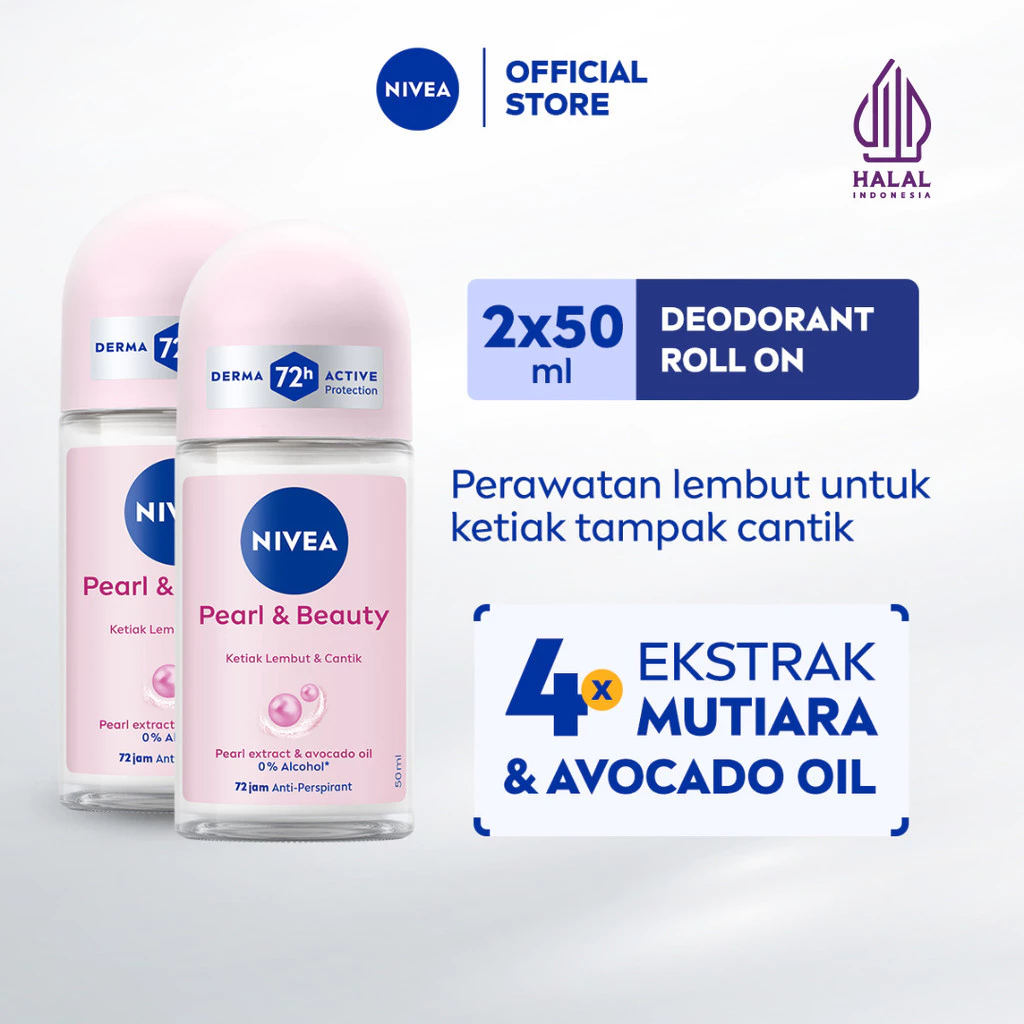 NIVEA Personal Care Deo Pearl & White Brightening Roll On 50ml x 2 Pcs (New Exclusive Launch On Shopee)