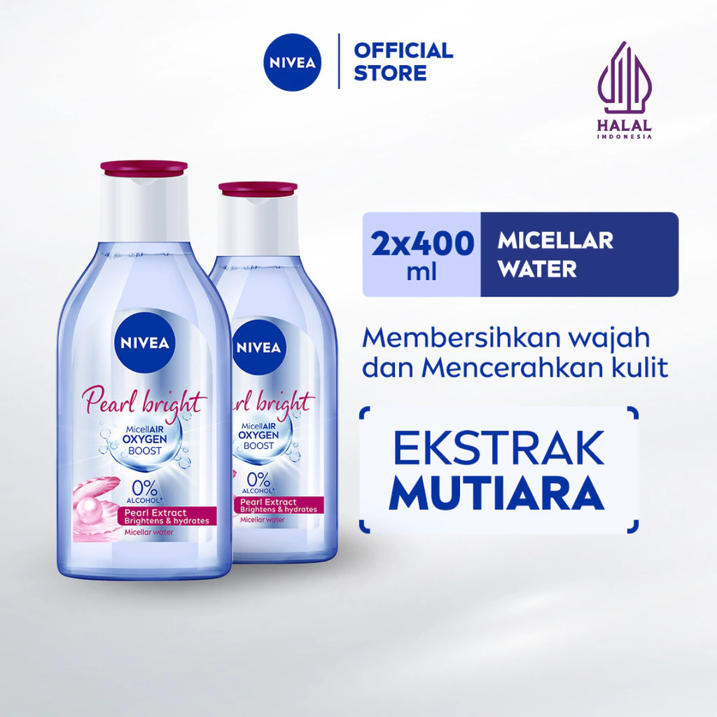 NIVEA Micellar Water MicellAir Pearl Bright 400ml x2 - Membersihkan wajah & mencerahkan kulit