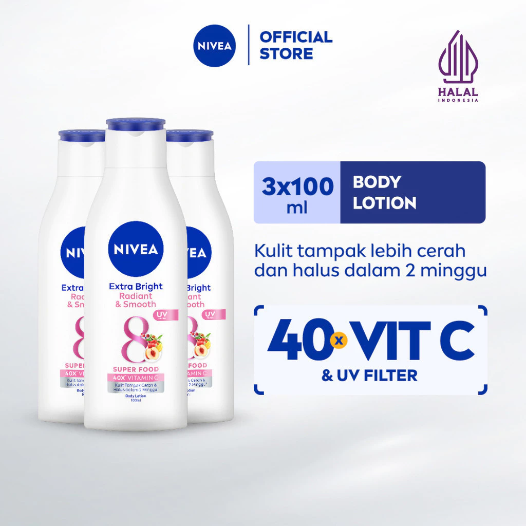 NIVEA Extra White Radiant & Smooth Body Lotion Vitamin C 100mL Triplepack