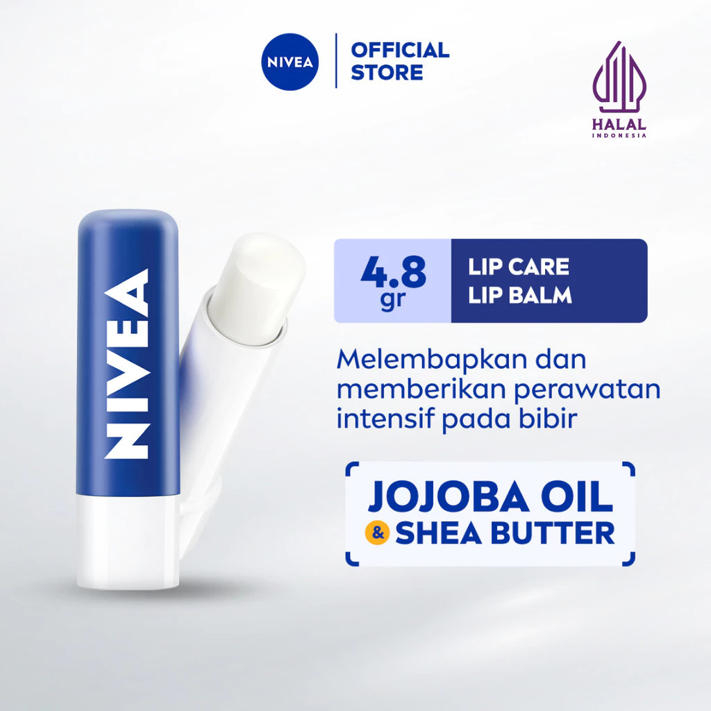 NIVEA Lip Balm Original Essential 4.8gr - Pelembap bibir kering pecah-pecah tahan lama untuk melindungi bibir natural secara intensive - Minyak jojoba, Shea Butter tidak lengket tidak berminyak