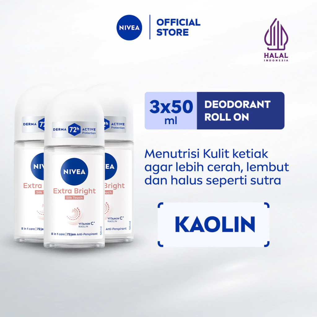 NIVEA Personal Care Deodorant Brightening Silk Touch Roll-On 50 ml Triplepack