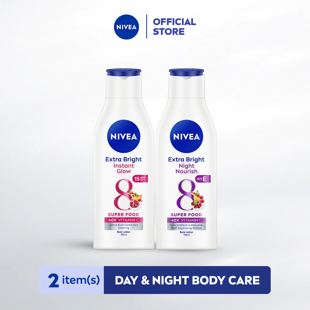 NIVEA Body Lotion Extra Bright Day & Night - Vitamin E Instant Glow + Night Nourish