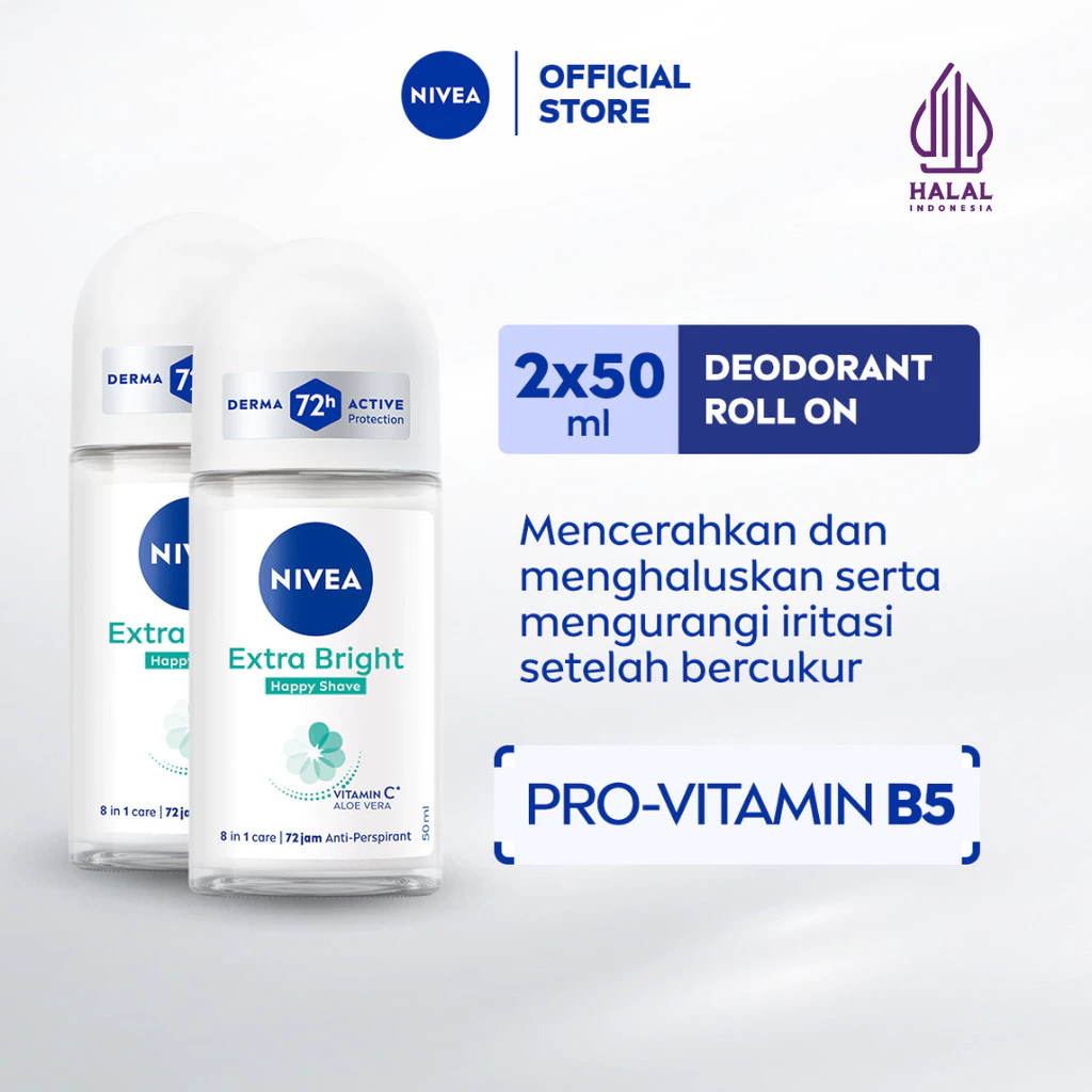 NIVEA Shave Care Deodorant Whitening Happy Shave Roll on (Twin Pack)