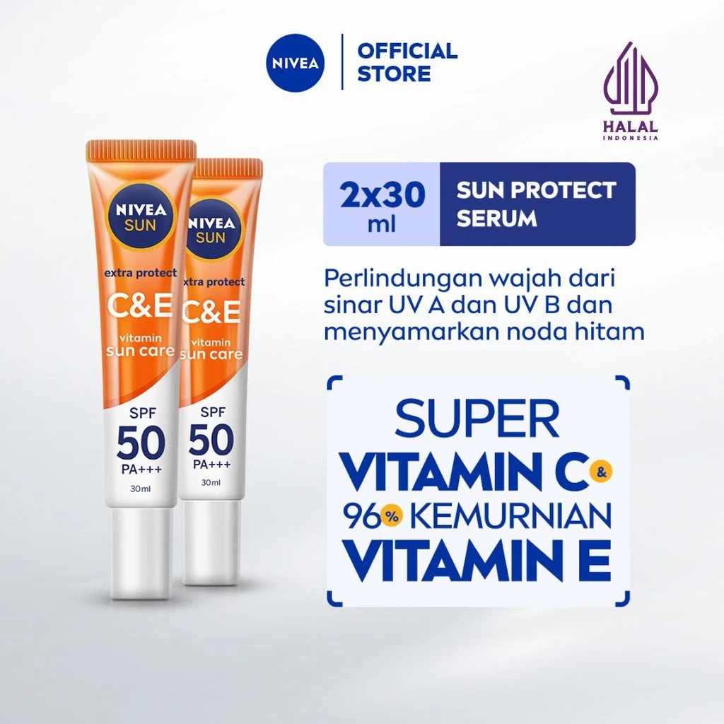 NIVEA SUN Face Serum Extra Protect C&E SPF50+ PA+++ 30ml X2 - Menyamarkan Darkspot Pada Wajah