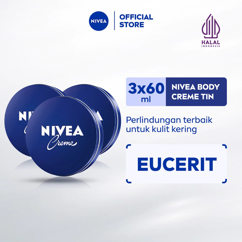 NIVEA Body Care Creme Tin 60 Ml X 3 Pcs, Aman Untuk Semua Jenis Kulit
