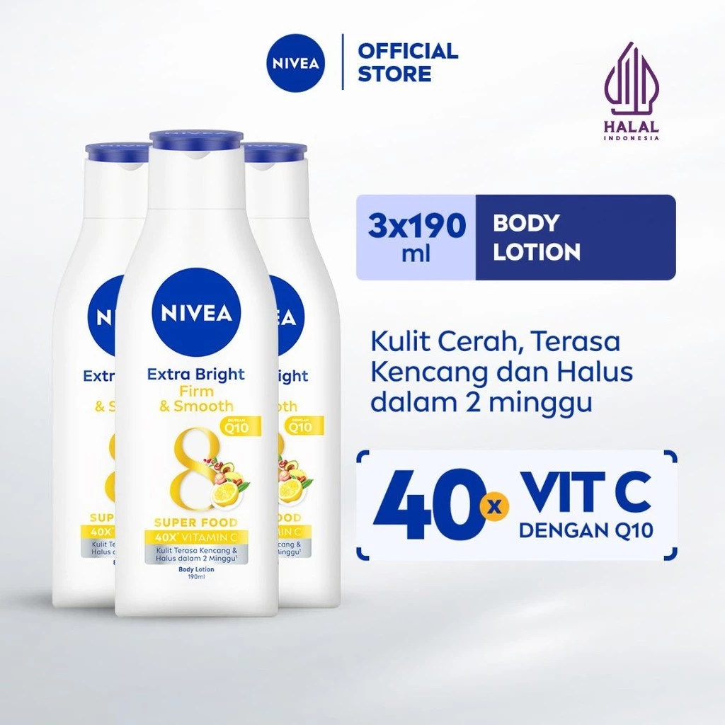 NIVEA Body Lotion Extra Bright Firm & Smooth Brightening 190mL Triplepack
