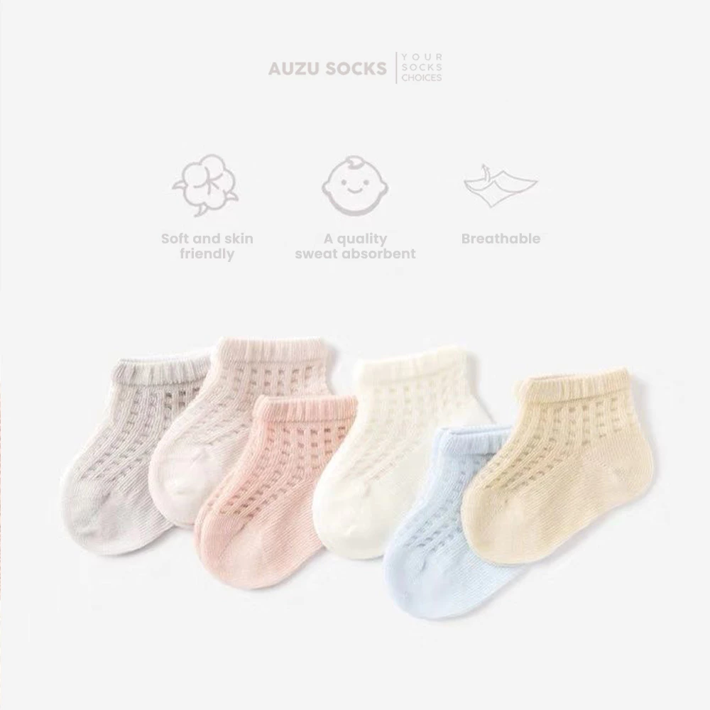 Kaos Kaki Bayi Katun Jaring Anti Gerah 0-5 Tahun Breathable Adem Laki Laki Dan Perempuan