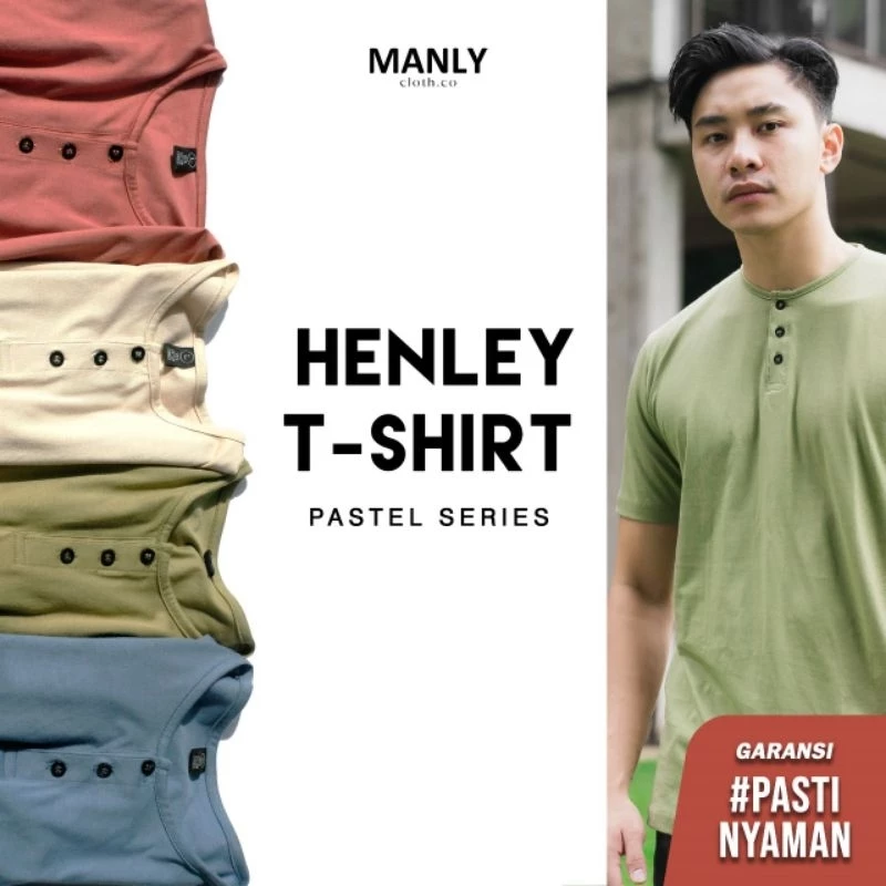 ( PASTEL ) Kaos Polos Kancing / Kaos Polos Henley / Kaos Hanley / Kaos Henley