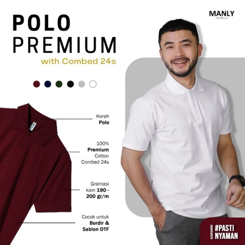 Manly Kaos Kerah Premium Polo Shirt Pria Katun S-XXL