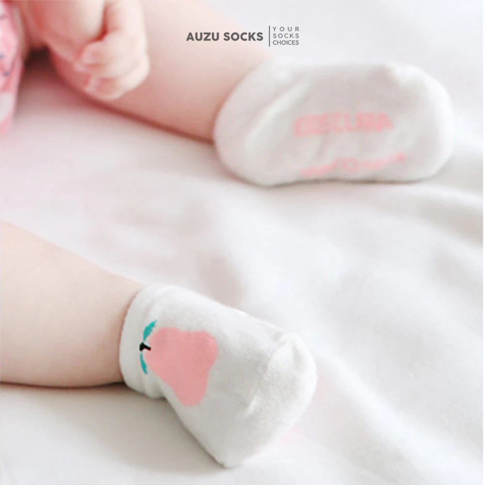 KAOS KAKI BAYI 0-2 TAHUN PENDEK MOTIF BUAH PIR LAKI LAKI DAN PEREMPUAN