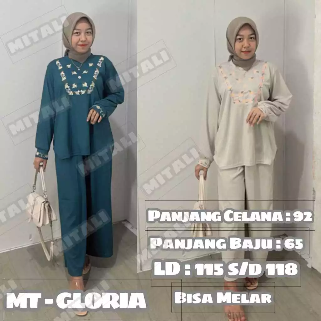 D - Oneset GLORIA Bordir Knit Twice.
