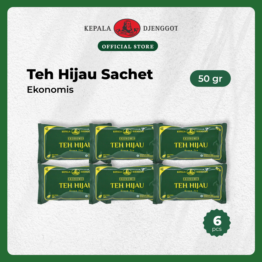 Kepala DJenggot Teh Hijau Sachet Ekonomis 50gr X 6Pcs - Teh Hijau Seduh Sachet