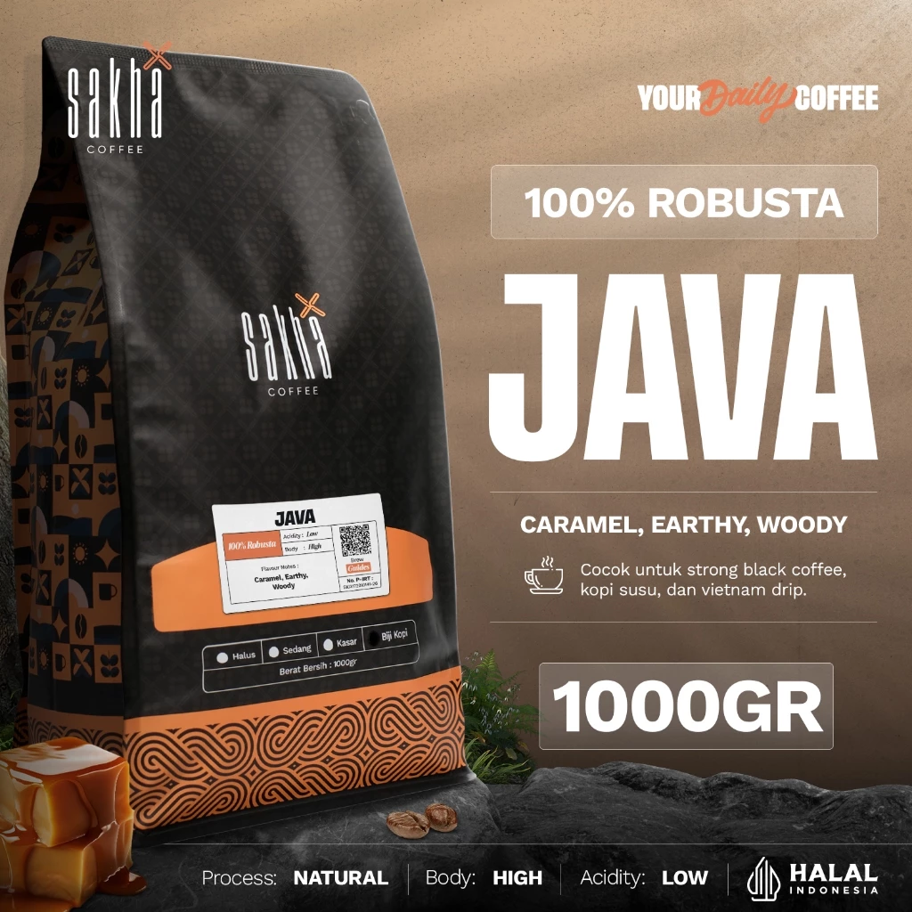 Biji Kopi Bubuk Fine Robusta Jawa Java Espresso Coffee Roast Beans Origin Coffe Bean Roaster 1Kg
