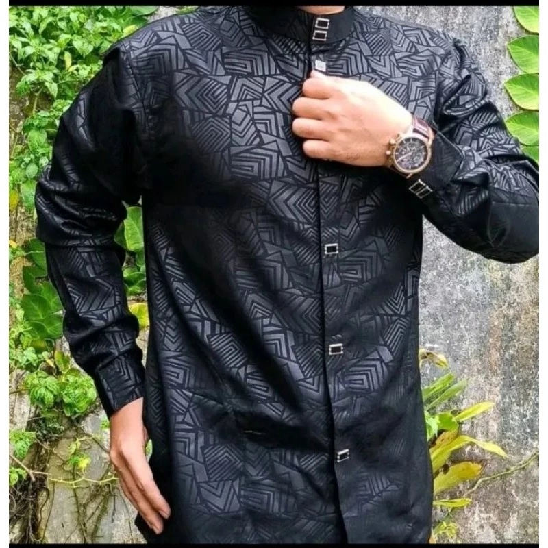 Baju muslim pria kemko sultan embos original kancing snap import
