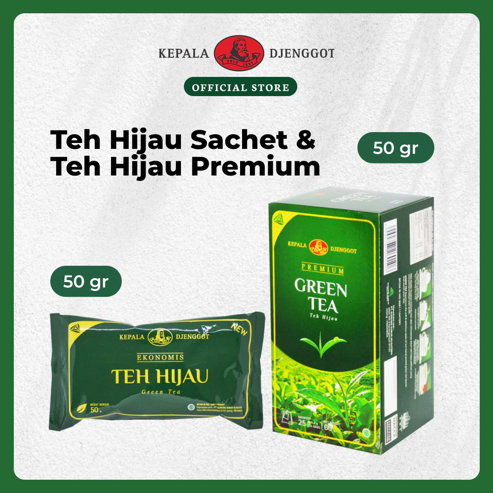Kepala Djenggot Green Tea Premium dan Green Tea Sachet - Bundling