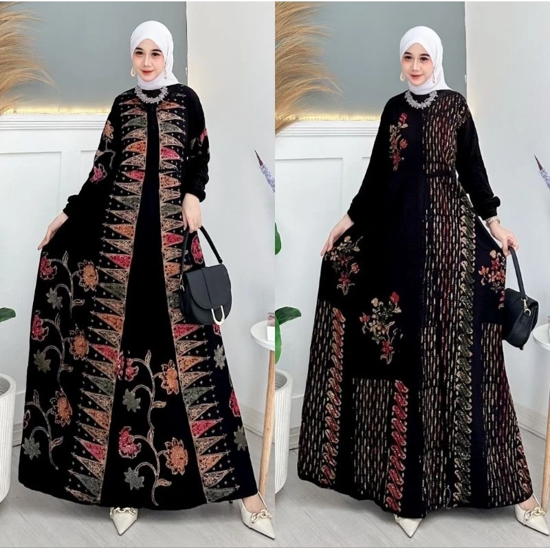 Gamis Rayon Premium Terlaris | Model Klok A Resleting Depan | Busui Friendly | Size Lengkap M L XL X